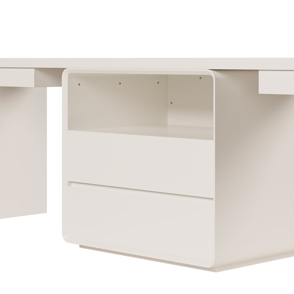 HMR - 94.5" 2-Person Double Desk Modern Retangular Office Desk 4 Drawers & 1 Cabinet