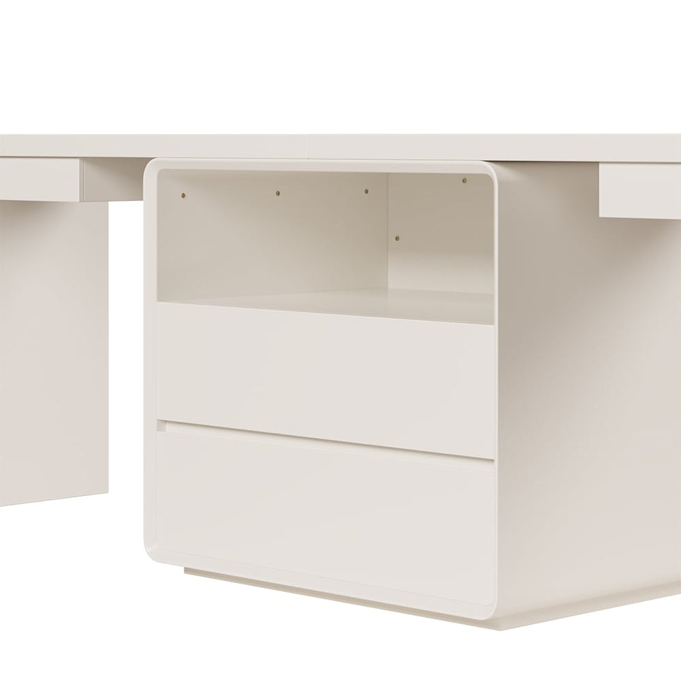 HMR - 94.5" 2-Person Double Desk Modern Retangular Office Desk 4 Drawers & 1 Cabinet
