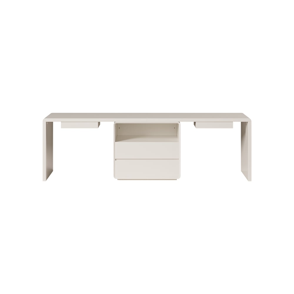 HMR - 94.5" 2-Person Double Desk Modern Retangular Office Desk 4 Drawers & 1 Cabinet