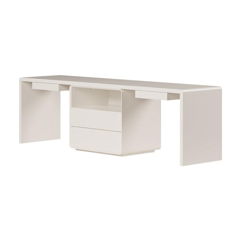 HMR - 94.5" 2-Person Double Desk Modern Retangular Office Desk 4 Drawers & 1 Cabinet