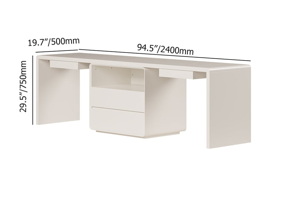HMR - 94.5" 2-Person Double Desk Modern Retangular Office Desk 4 Drawers & 1 Cabinet