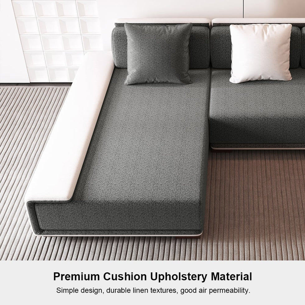 HMR - Doart 108.3" Cotton & Linen Convertible Sleeper Sofa Modular Corner L-Shaped 4-Seater