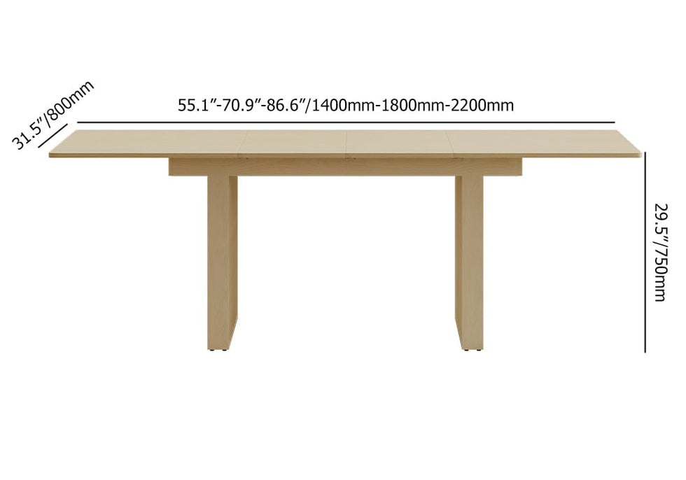 HMR - Dining Set 55"-87" Japandi Extendable Dining Table Whitewash