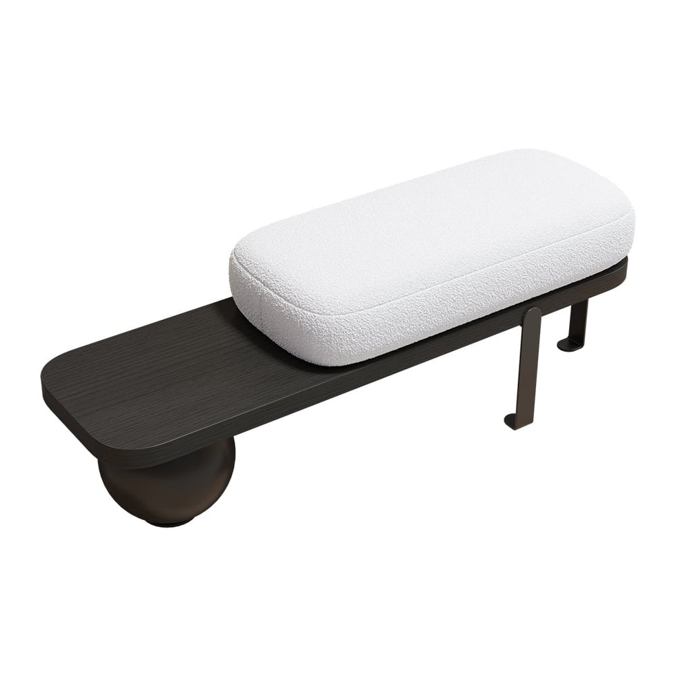 HMR - Wooden Entryway Bench Fleece Upholstered with Abstract Metal Legs