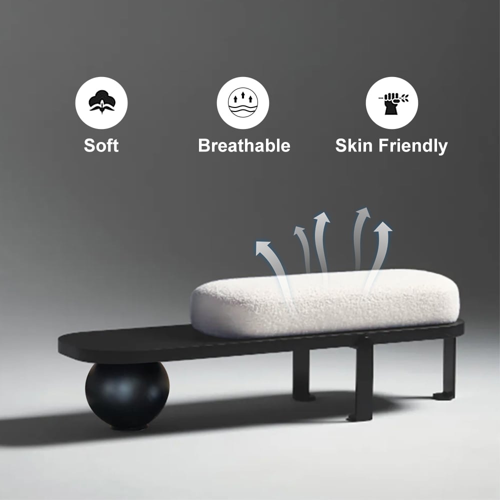 HMR - Wooden Entryway Bench Fleece Upholstered with Abstract Metal Legs