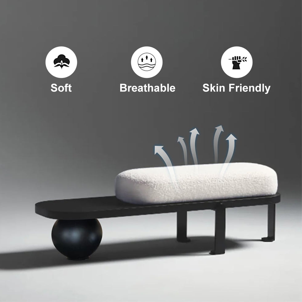 HMR - Wooden Entryway Bench Fleece Upholstered with Abstract Metal Legs