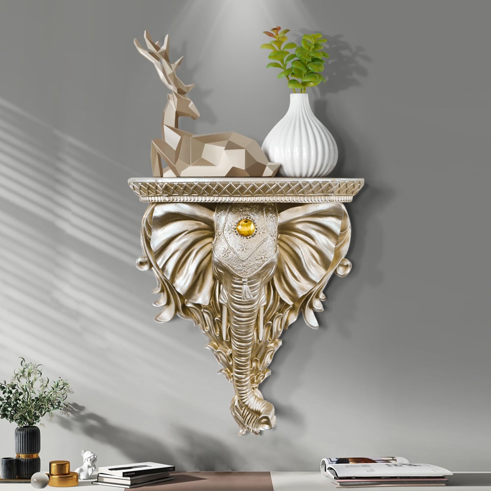 HMR - 3D Traditional Resin Elephant Wall Mounted Shelves Floating Art Wall Shelf