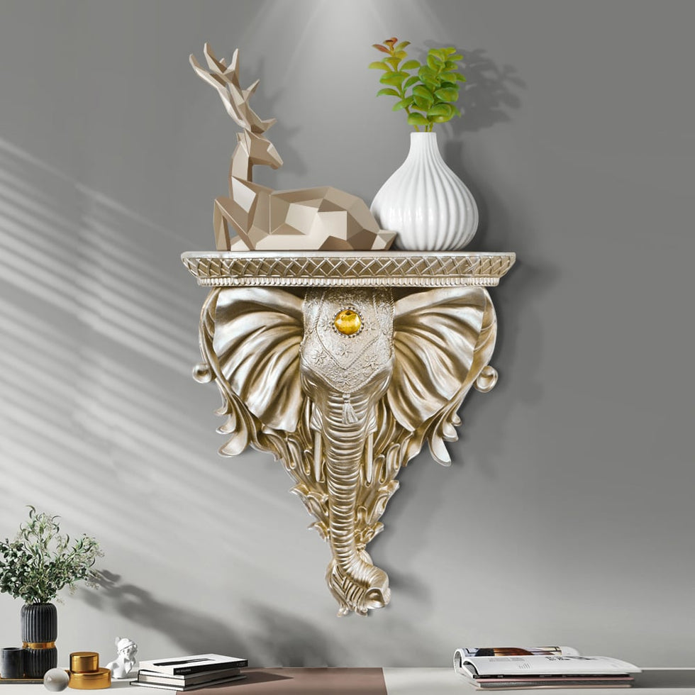 HMR - 3D Traditional Resin Elephant Wall Mounted Shelves Floating Art Wall Shelf