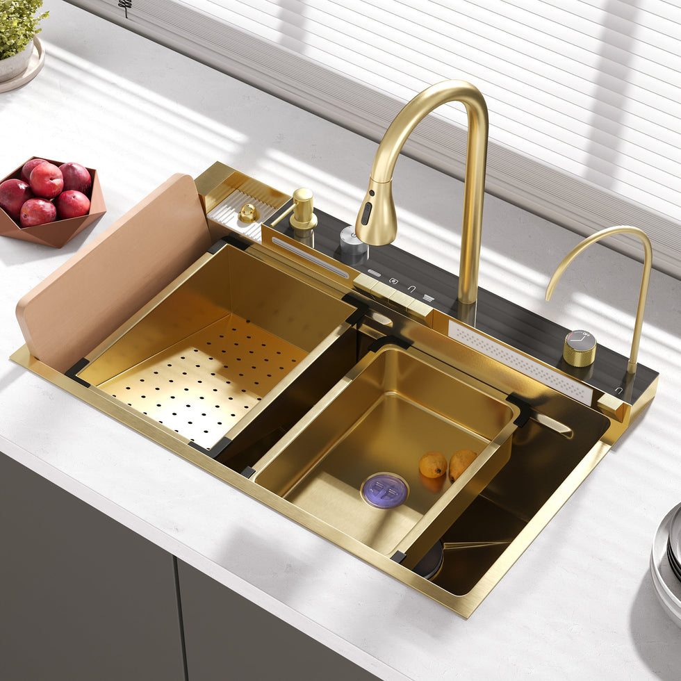 HMR - 29" Drop-in Workstation Kitchen Sink with Faucet Single Bowl Stainless Steel