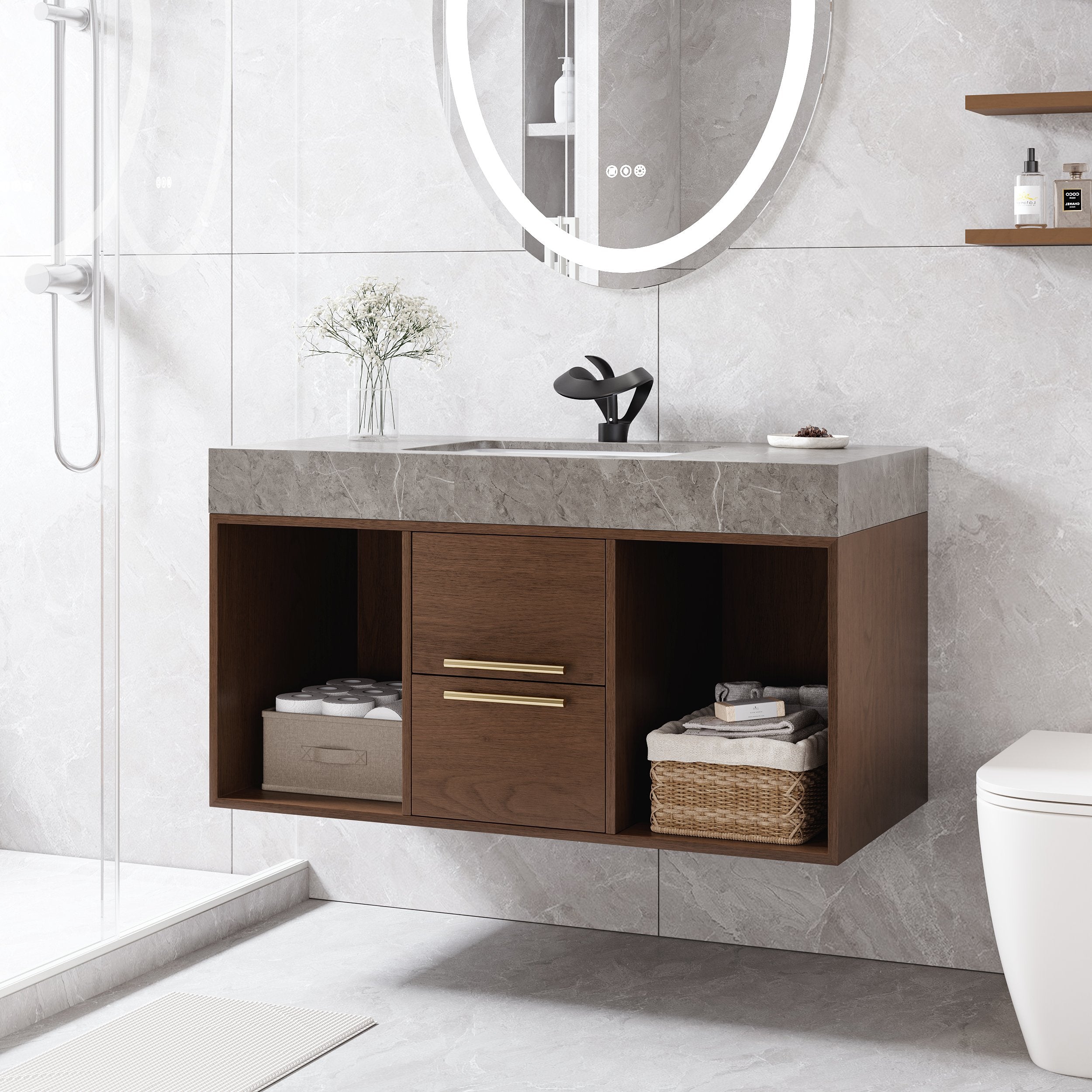 HMR - Modern 35" Bathroom Vanity Set with Sink