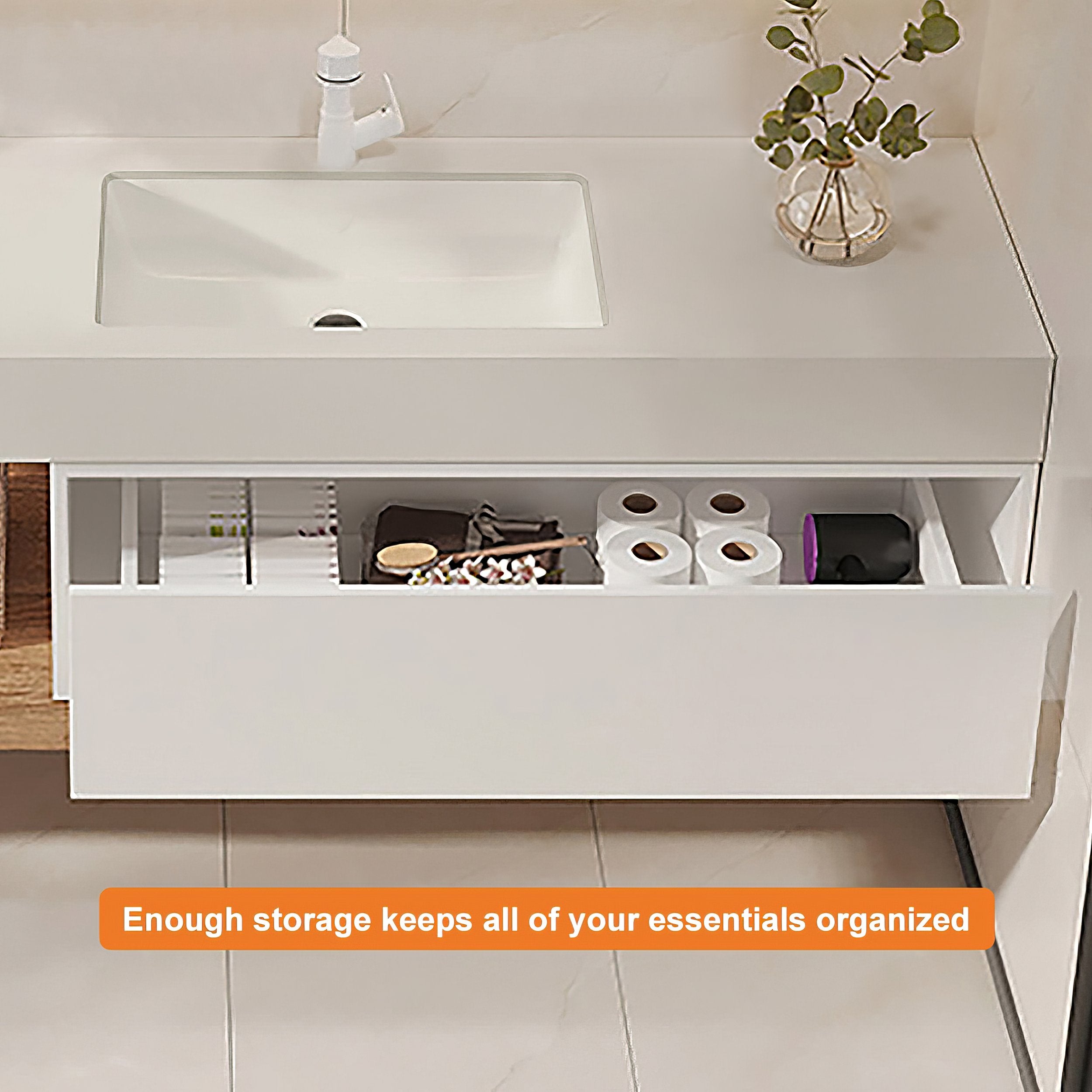 HMR - 59" Modern Floating Bathroom Vanity Set with Sink