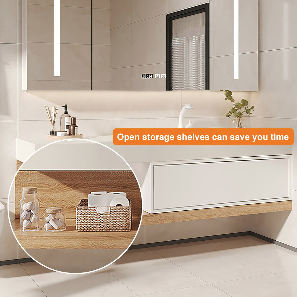 HMR - 59" Modern Floating Bathroom Vanity Set with Sink