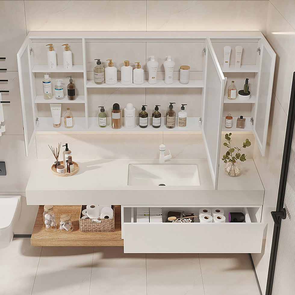 HMR - 59" Modern Floating Bathroom Vanity Set with Sink