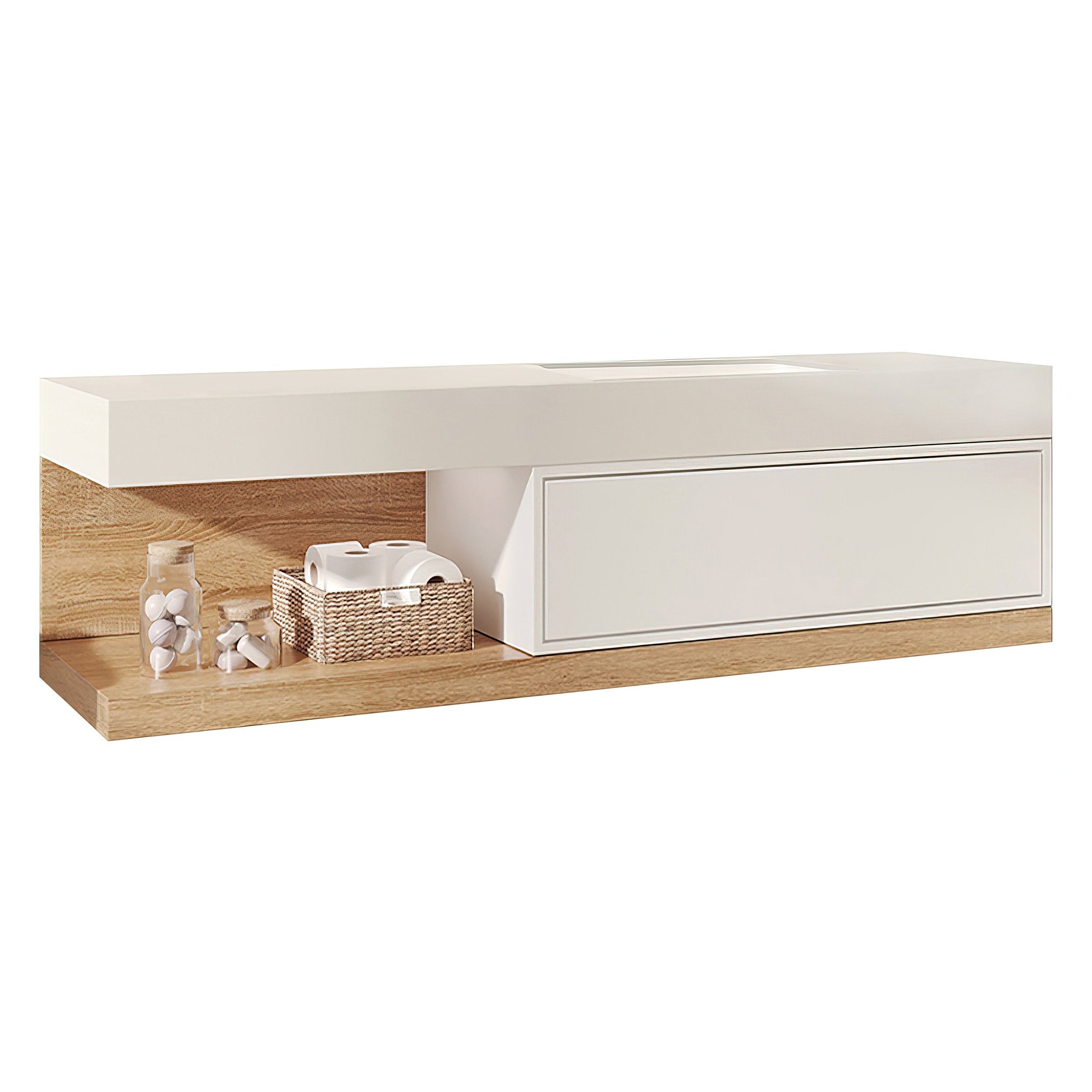 HMR - 59" Modern Floating Bathroom Vanity Set with Sink