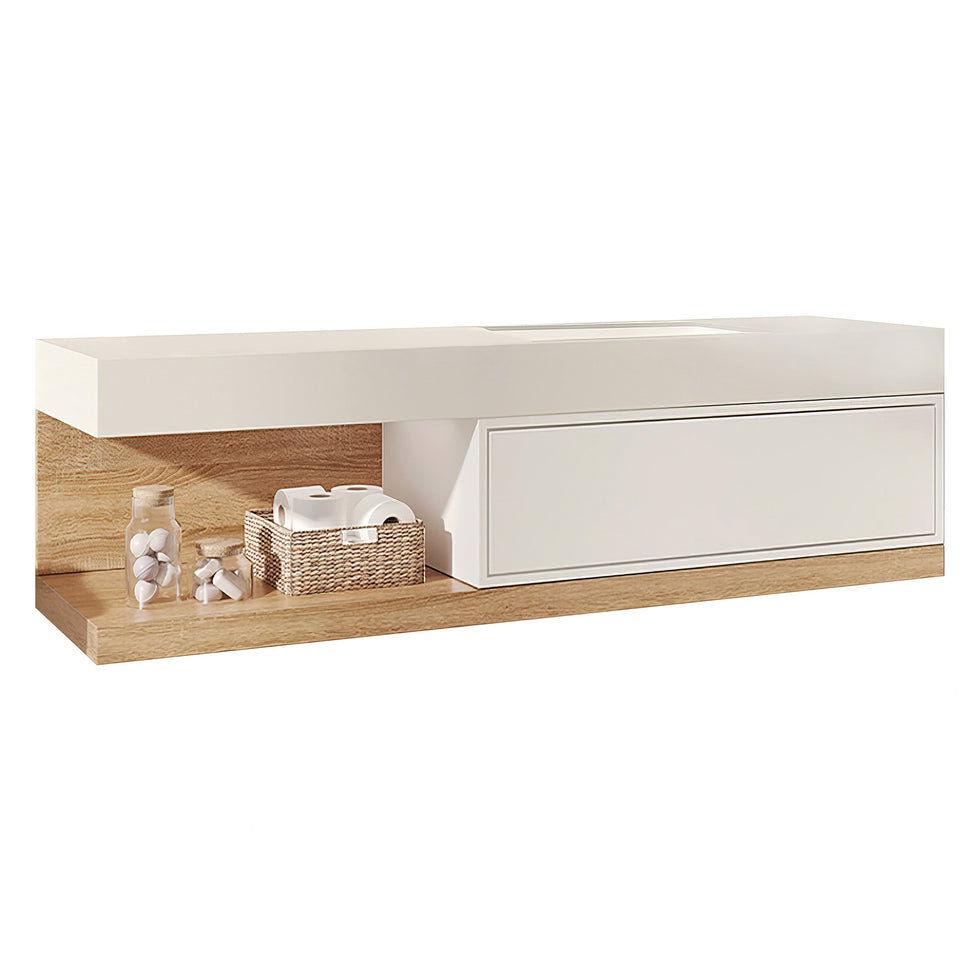 HMR - 59" Modern Floating Bathroom Vanity Set with Sink