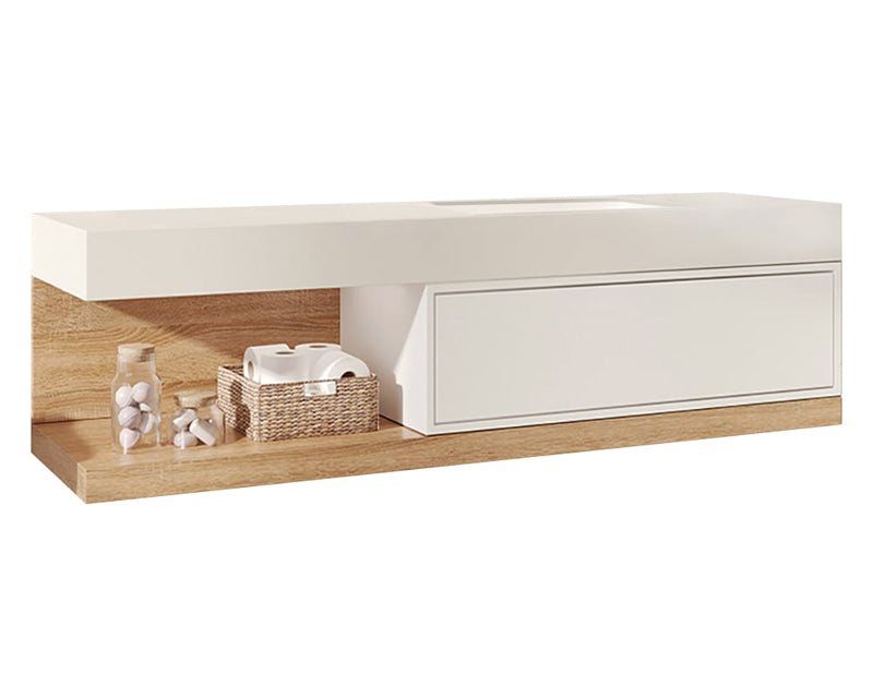 HMR - 59" Modern Floating Bathroom Vanity Set with Sink