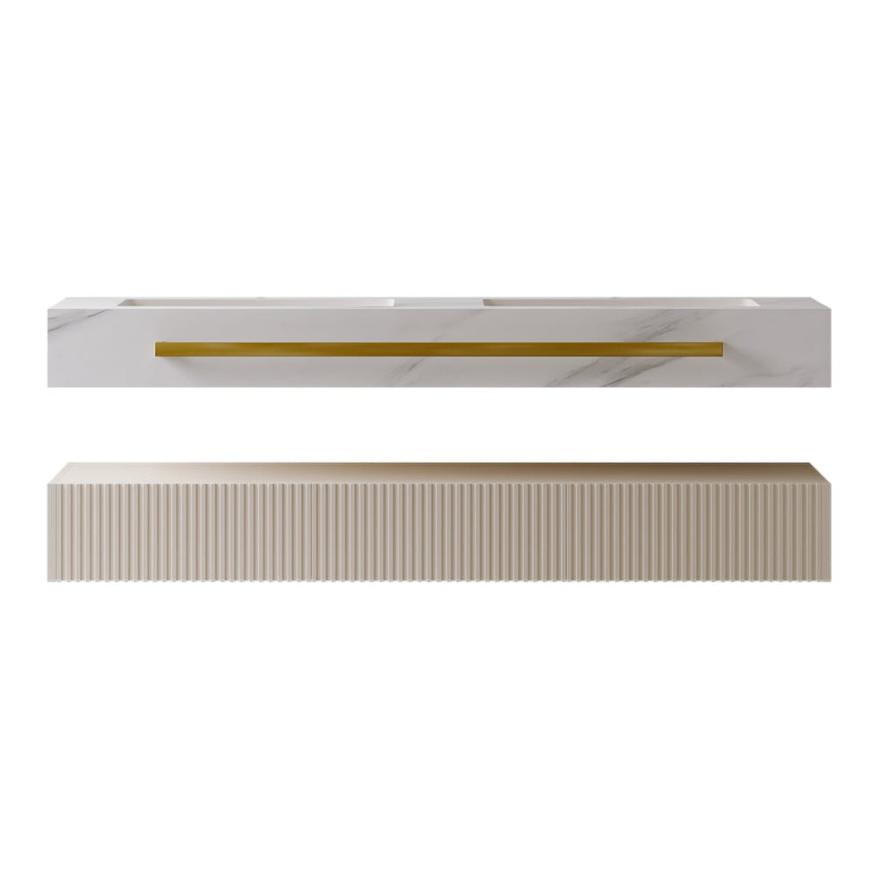 HMR - Bathroom Vanity Series 55.1" Modern Floating Bathroom Vanity White with Double Sinks