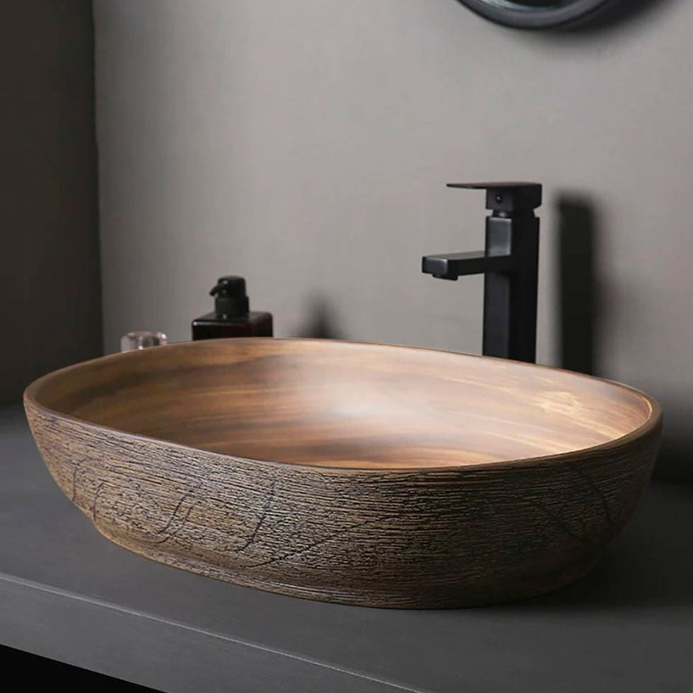 HMR - Ceramic Bathroom Vessel Sink Retro Washbasin