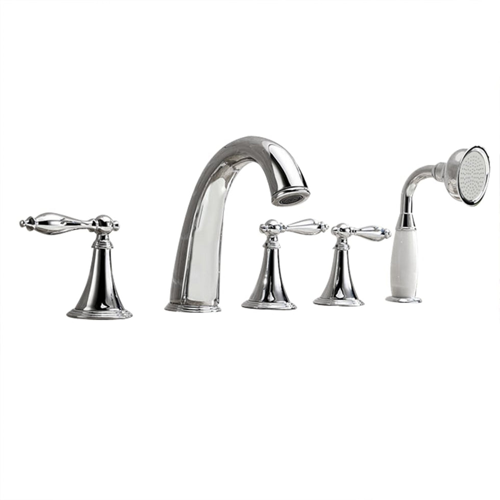 HMR - Deck Mounted Roman Bathtub Faucet with Handshower Solid Brass