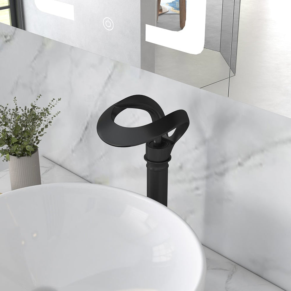 HMR - Modern Elegant Waterfall Bathroom Vessel Sink Faucet Single Handle Solid Brass