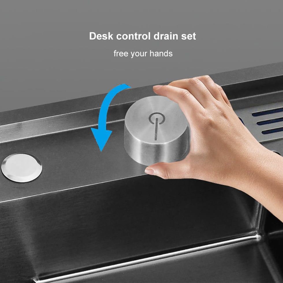 HMR - Drop-in Kitchen Sink Workstation With High-pressure Cup Washer Stainless Steel