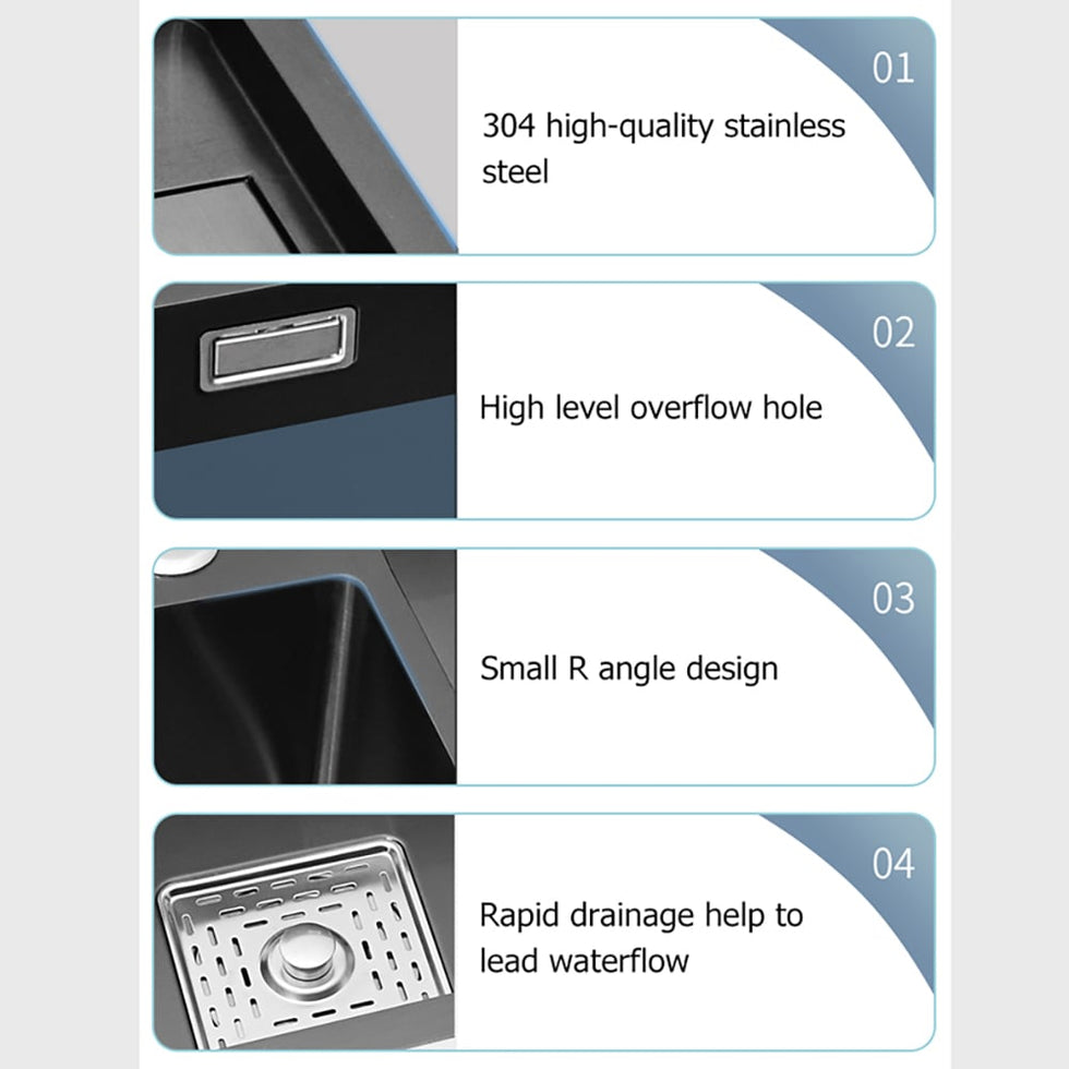 HMR - Drop-in Kitchen Sink Workstation With High-pressure Cup Washer Stainless Steel