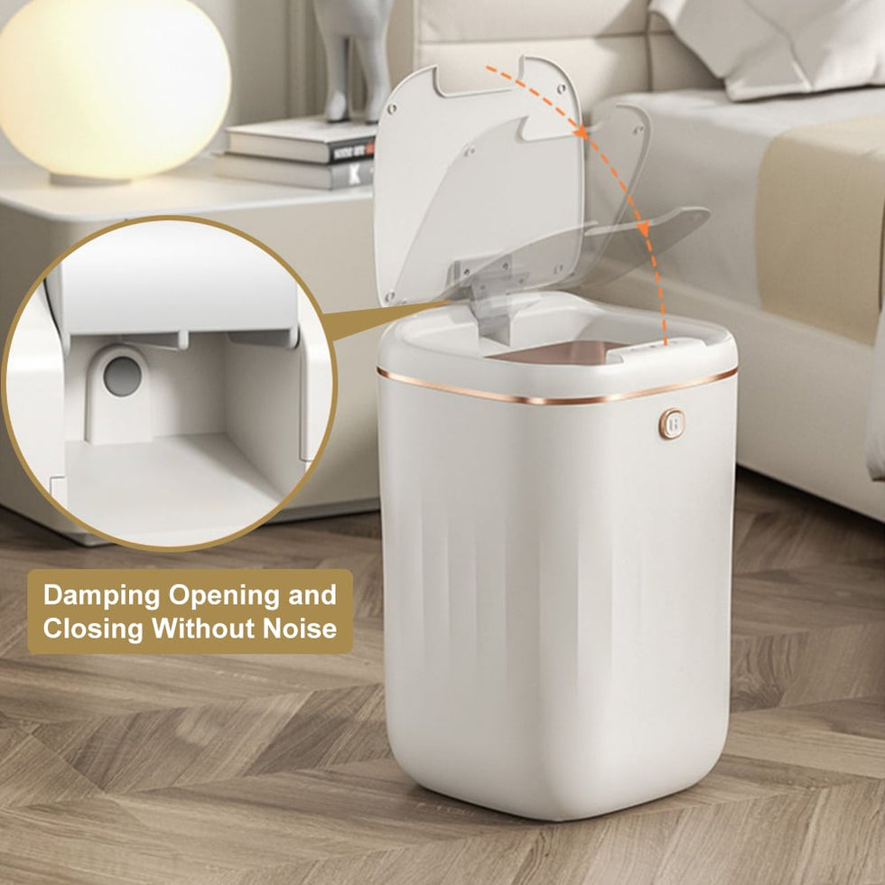 HMR - Automatic Touchless Motion Sensor Trash Can White Smart Garbage Can for Bathroom Kitchen