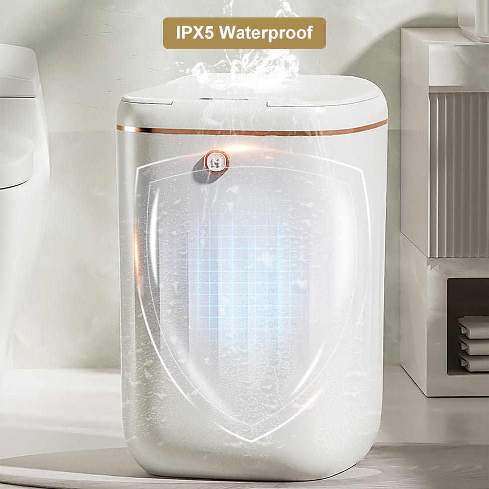 HMR - Automatic Touchless Motion Sensor Trash Can White Smart Garbage Can for Bathroom Kitchen