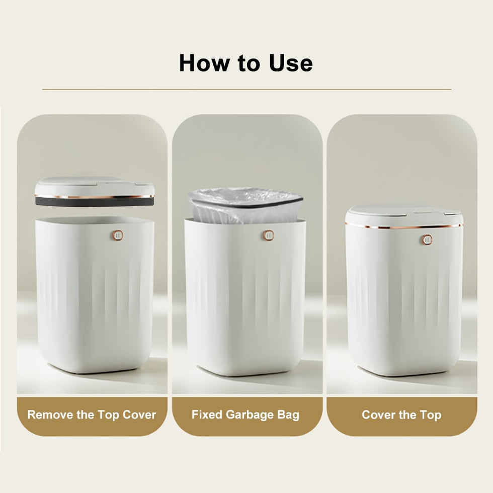 HMR - Automatic Touchless Motion Sensor Trash Can White Smart Garbage Can for Bathroom Kitchen