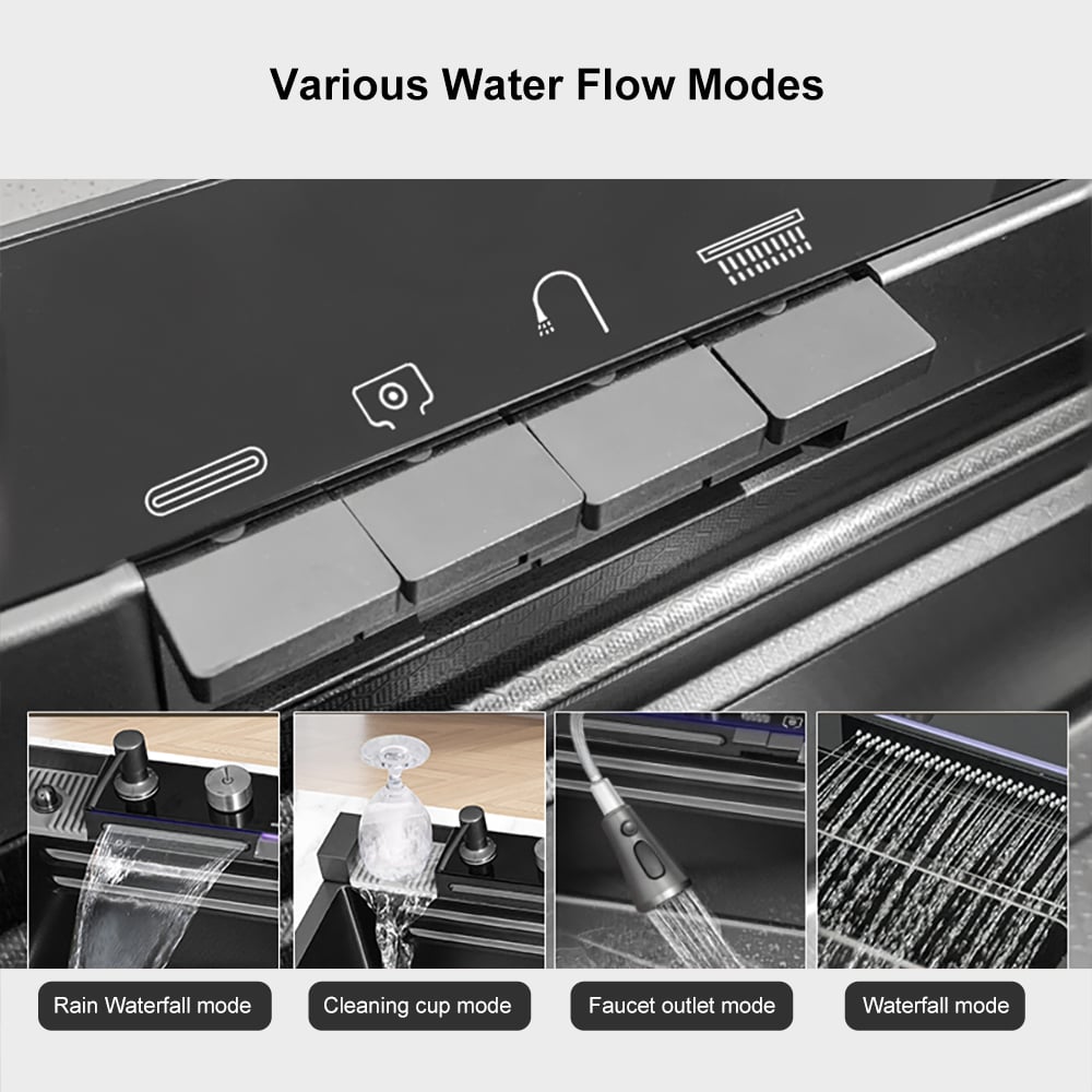HMR - 29" Drop-in Workstation Kitchen Sink with Faucet Single Bowl Stainless Steel
