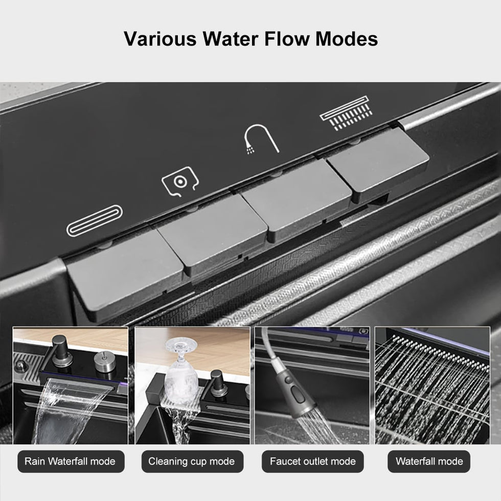 HMR - 29" Drop-in Workstation Kitchen Sink with Faucet Single Bowl Stainless Steel