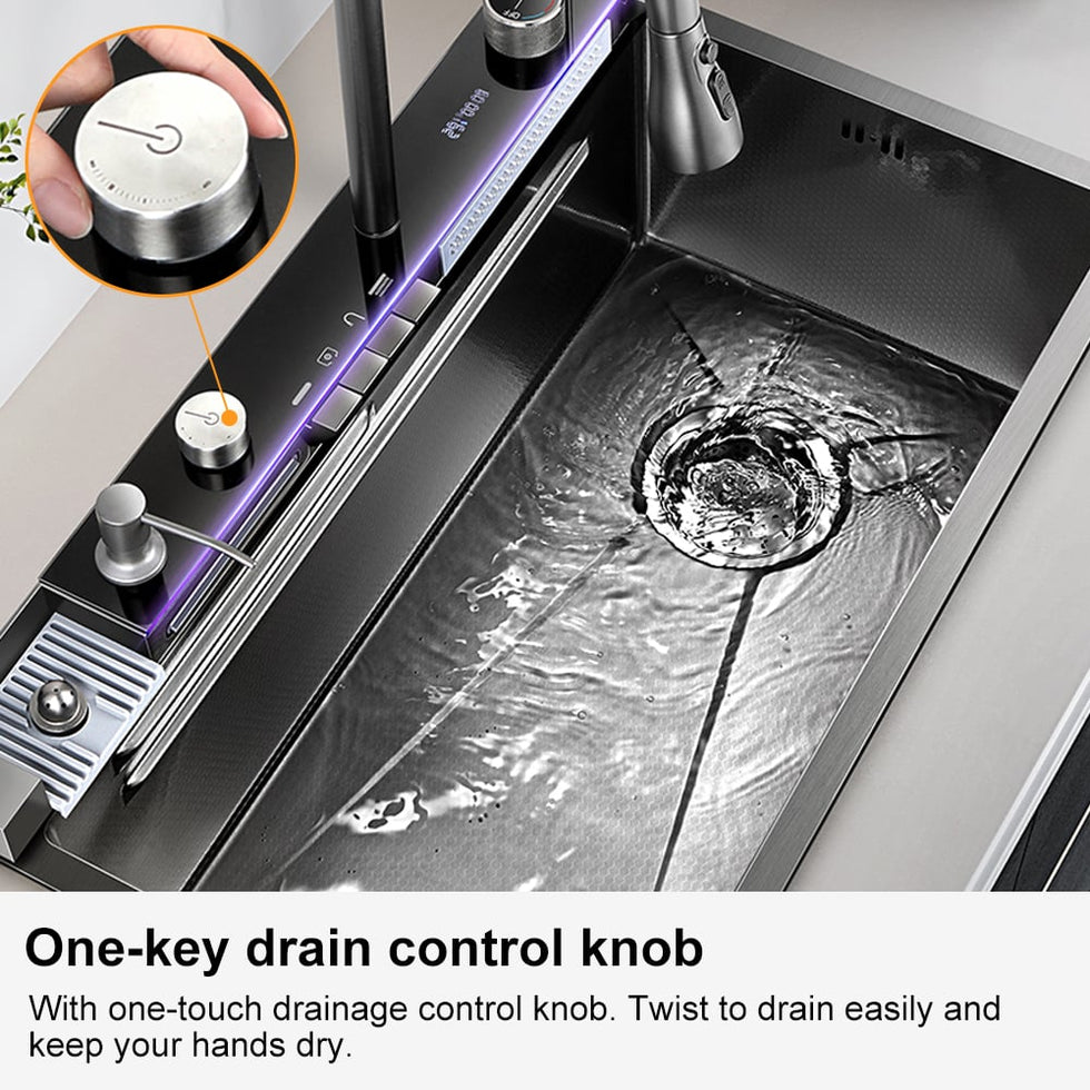 HMR - 29" Drop-in Workstation Kitchen Sink with Faucet Single Bowl Stainless Steel