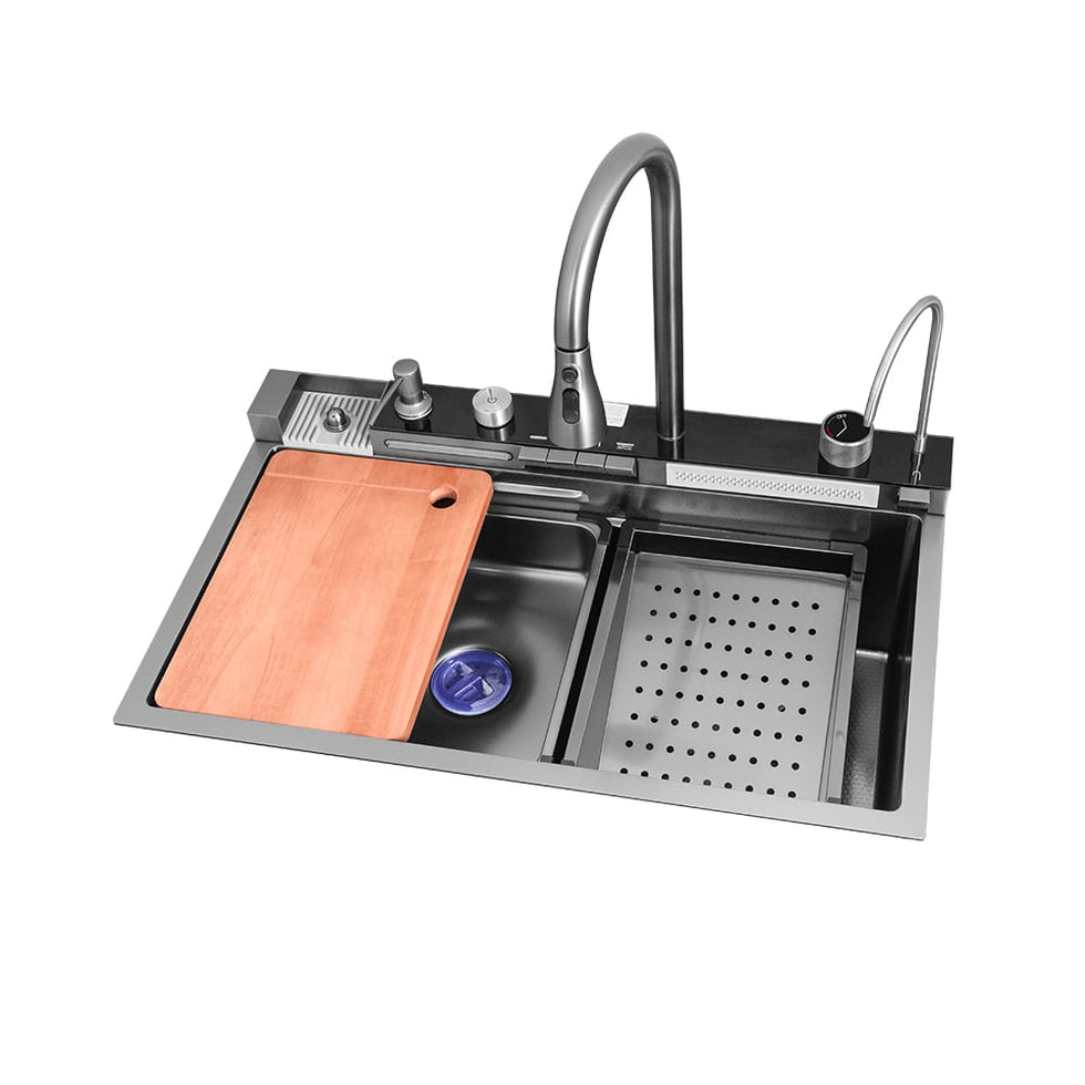 HMR - 29" Drop-in Workstation Kitchen Sink with Faucet Single Bowl Stainless Steel