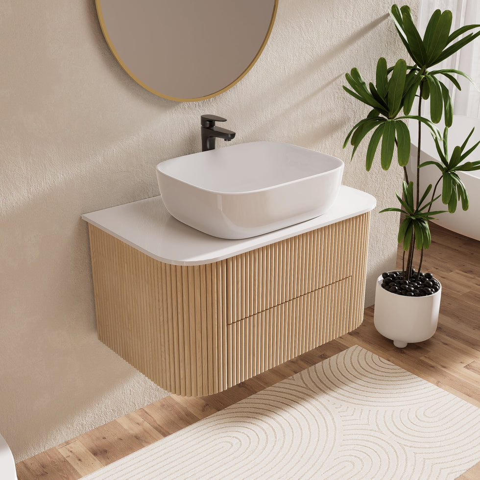 HMR - Bathroom Vanity Set 31.5" Farmhouse Floating Sintered Stone Bathroom Vanity with Sink