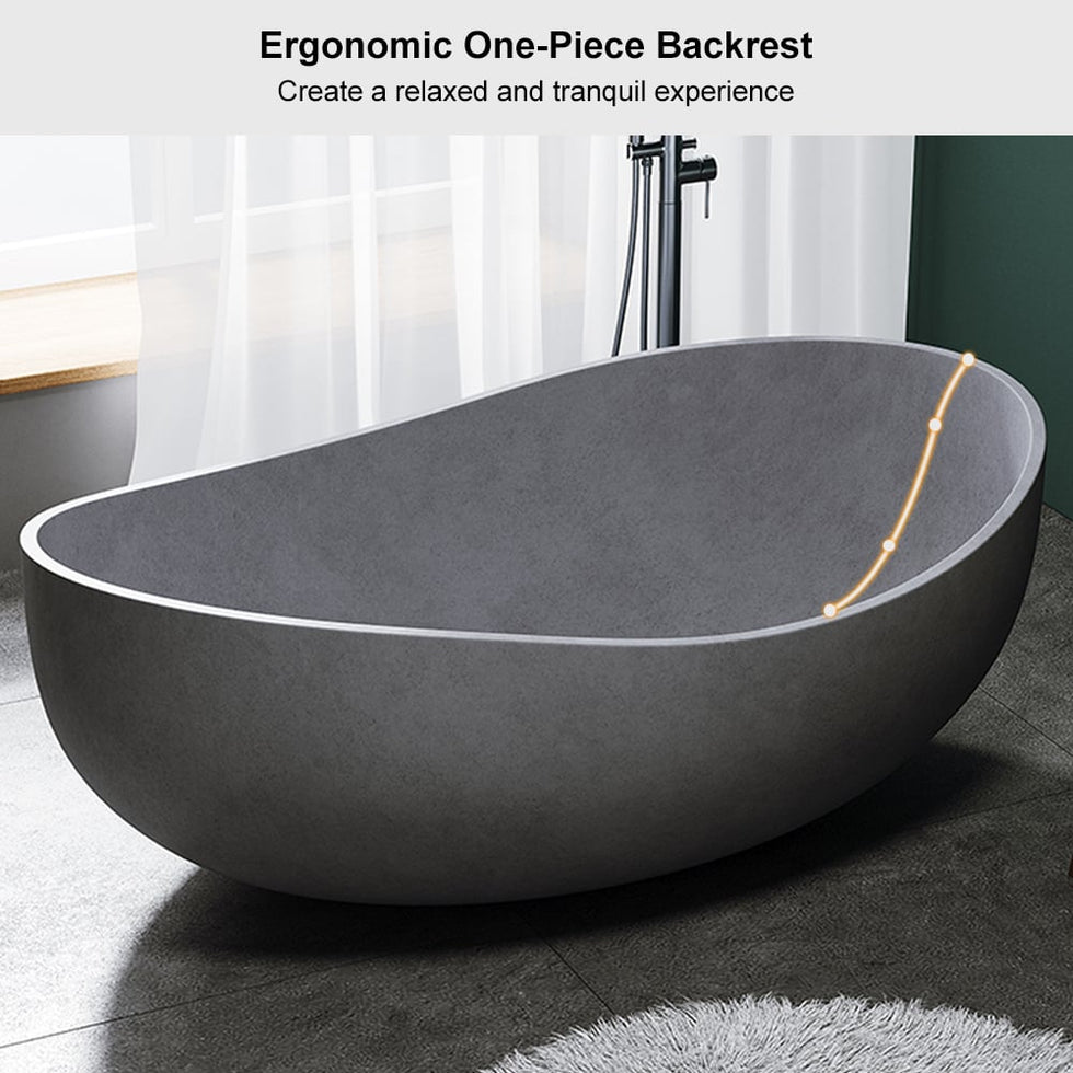 HMR - 63" Industrial Oval Freestanding Cement Soaking Bathtub