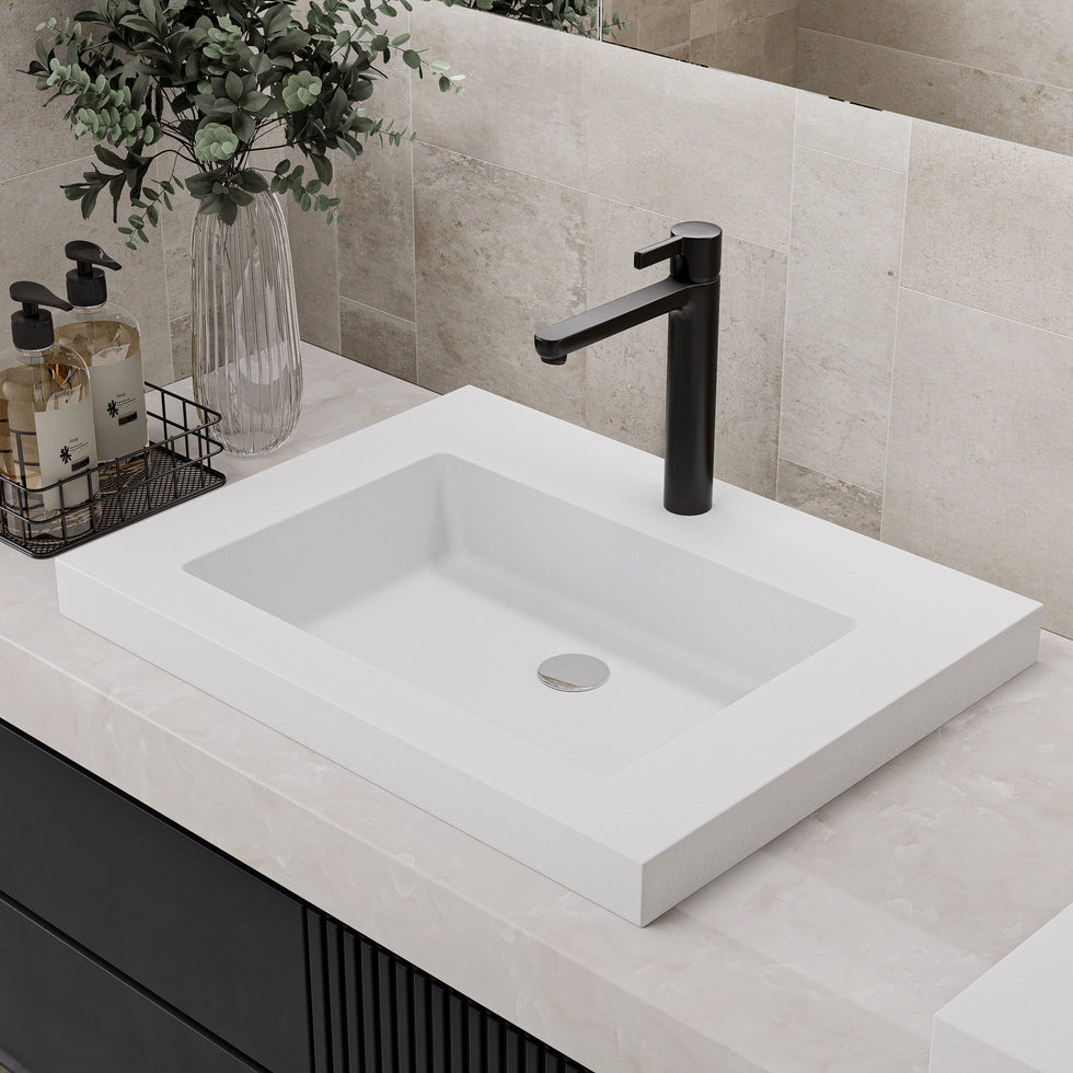 HMR - 23"Rectangular Concrete Drop-in Bathroom Sink