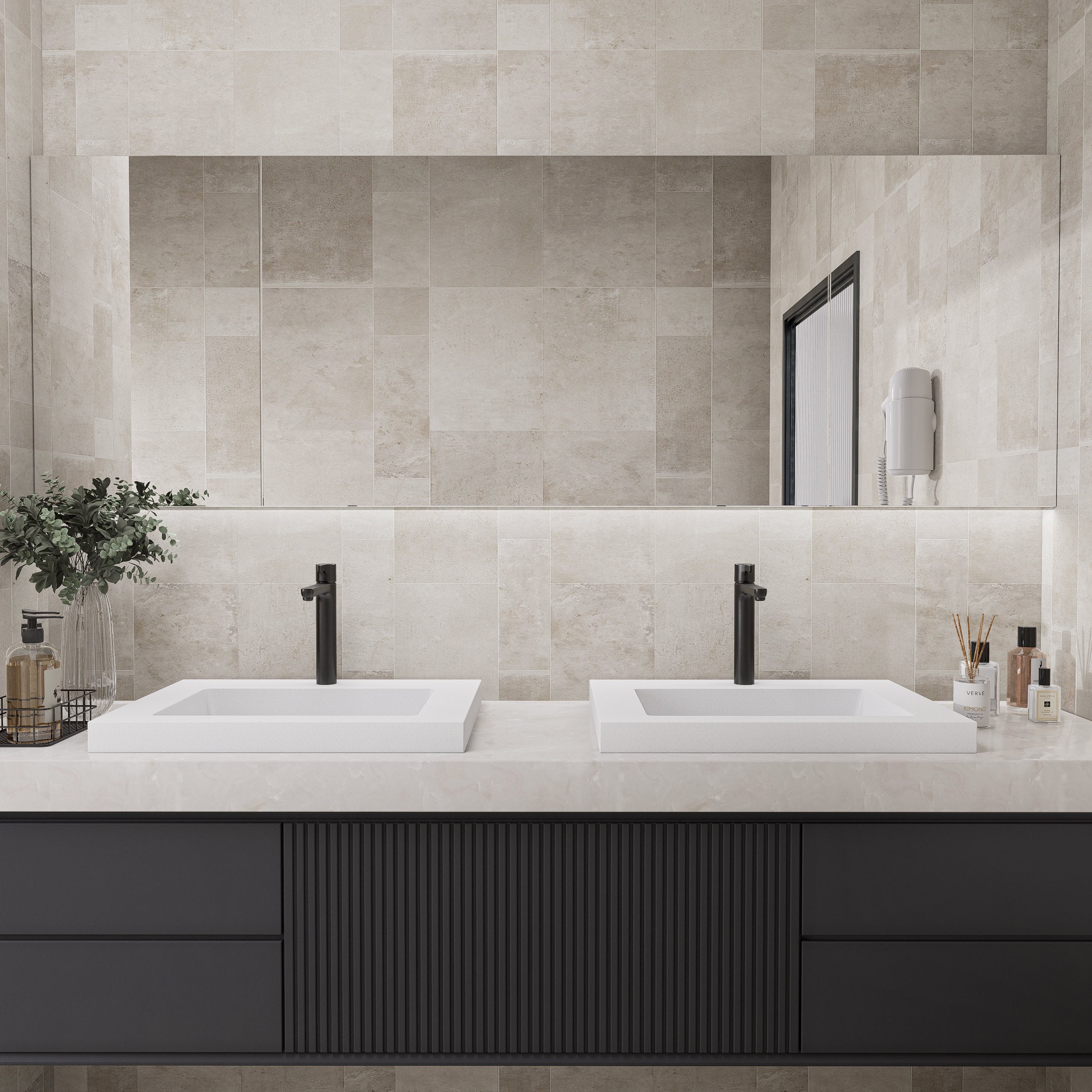 HMR - 23"Rectangular Concrete Drop-in Bathroom Sink