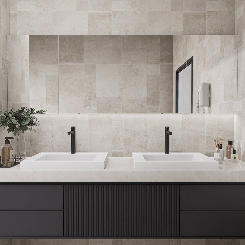 HMR - 23"Rectangular Concrete Drop-in Bathroom Sink
