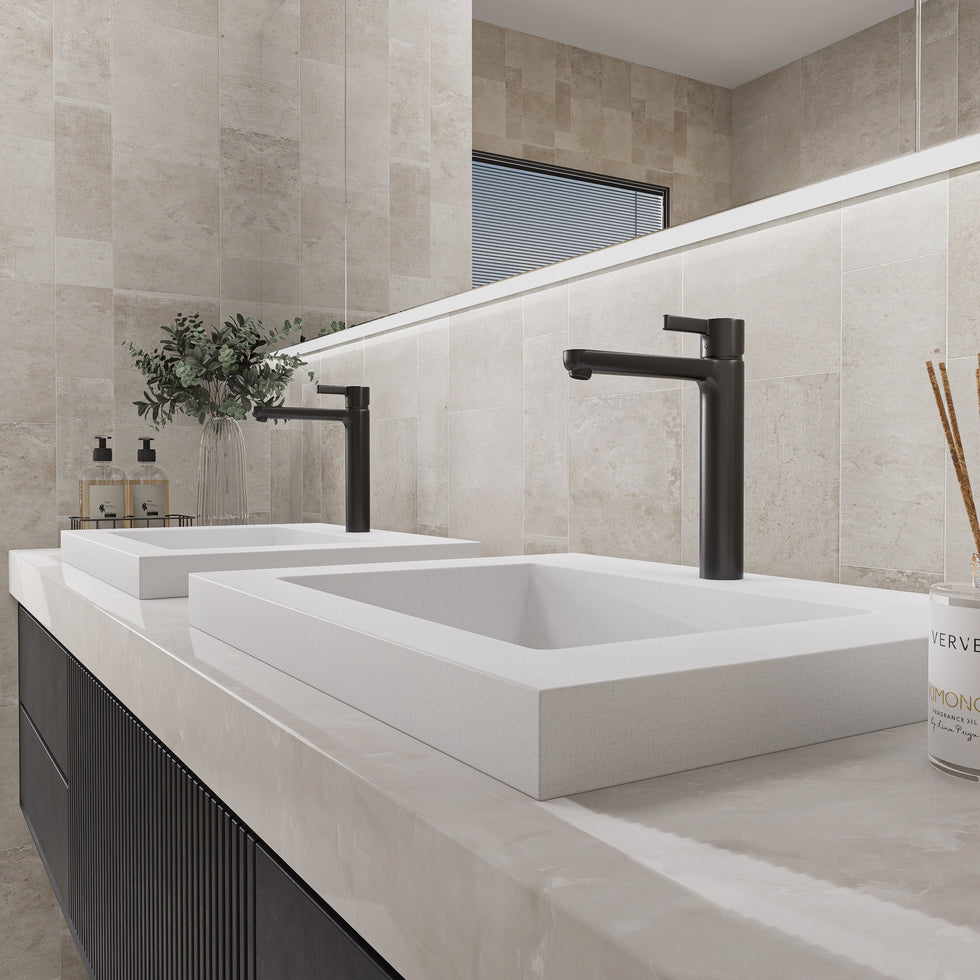 HMR - 23"Rectangular Concrete Drop-in Bathroom Sink