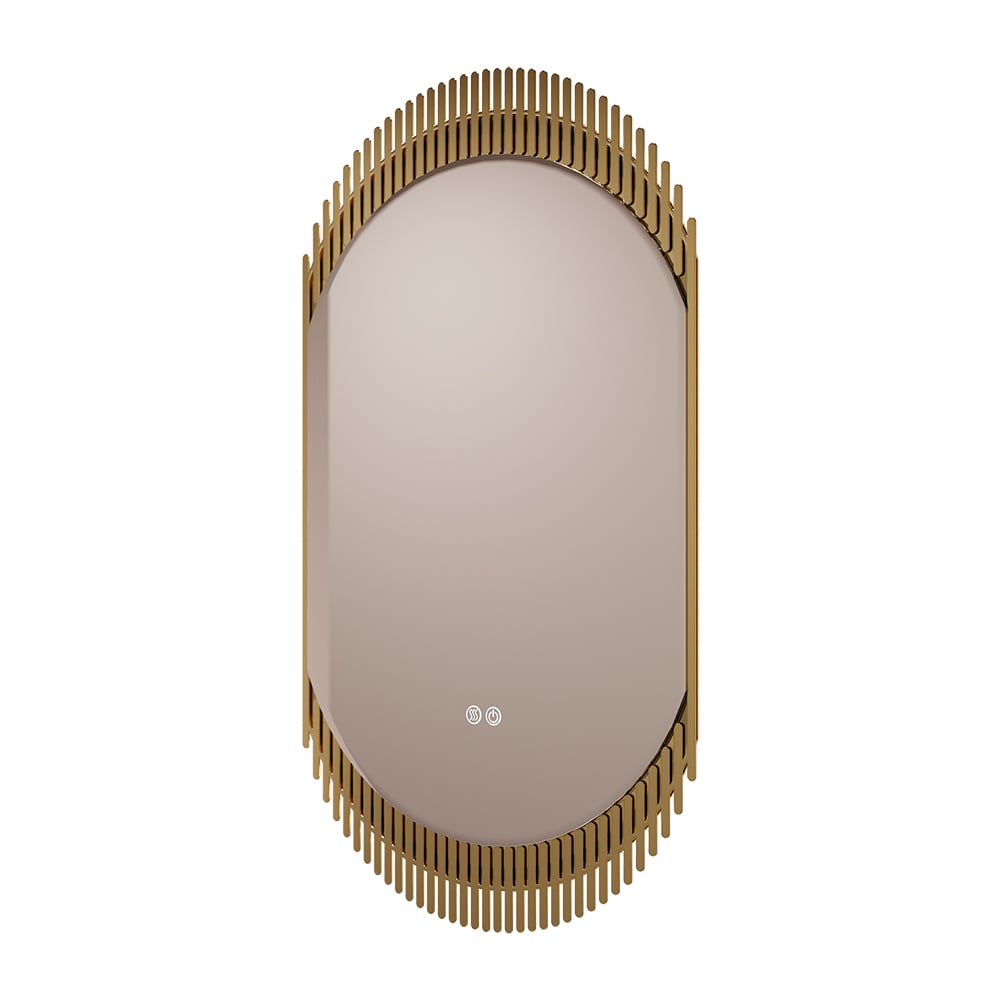 HMR - 20" Oval Decor LED Bathroom Mirror Wall-Mounted Defog in Gold