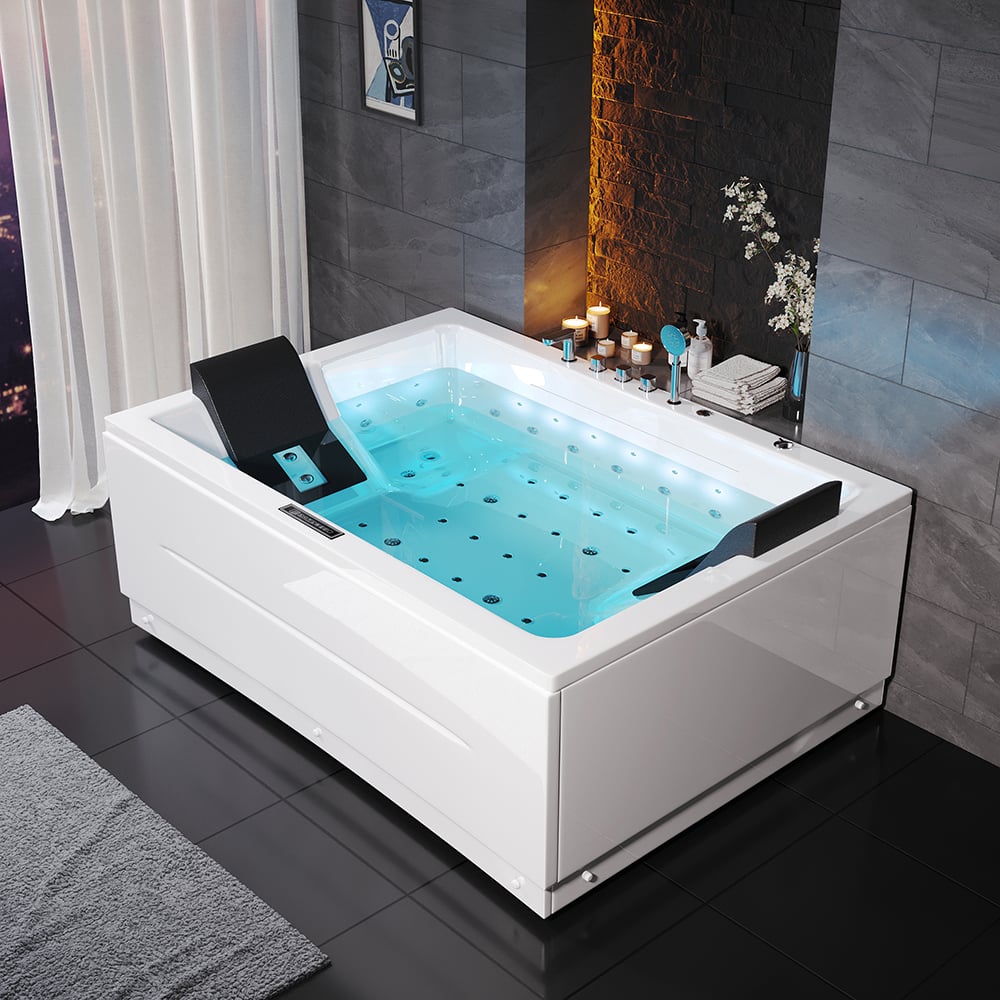 HMR - 71" Double Massage Bathtub with Ambient Lighting 118-Gallon Capacity