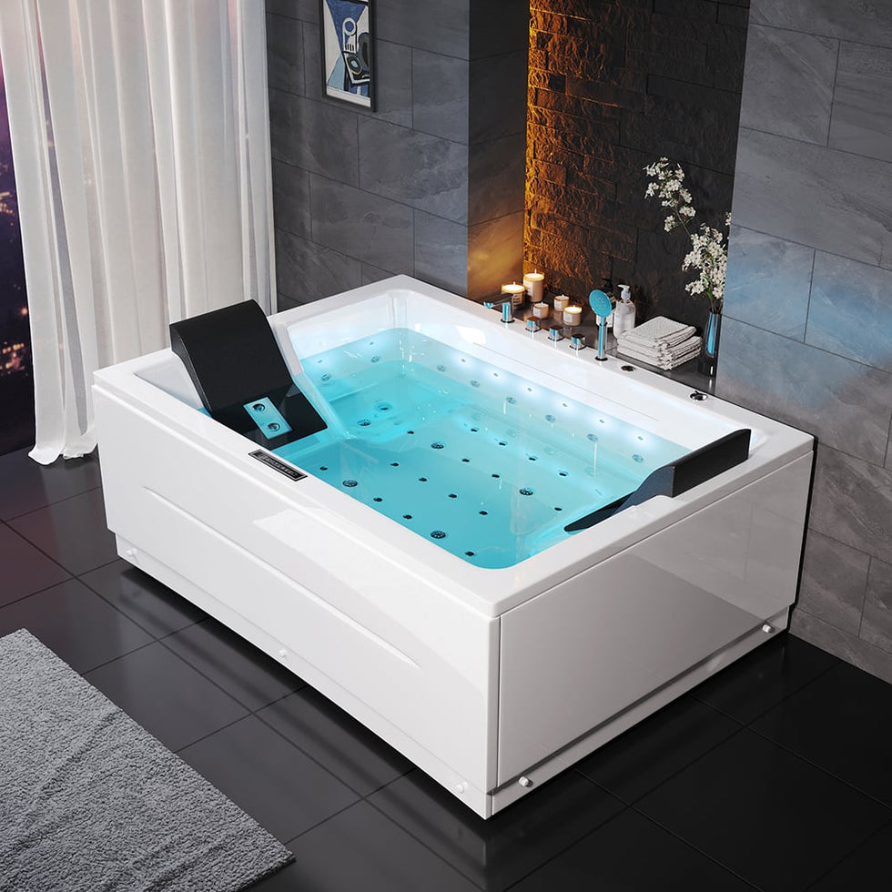 HMR - 71" Double Massage Bathtub with Ambient Lighting 118-Gallon Capacity