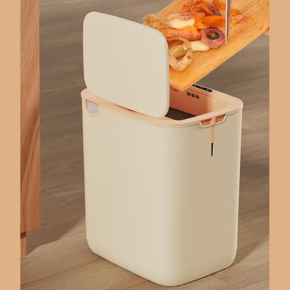 HMR - Rectangular Bathroom Touchless Sensor Trash Can Garbage Can with Lid