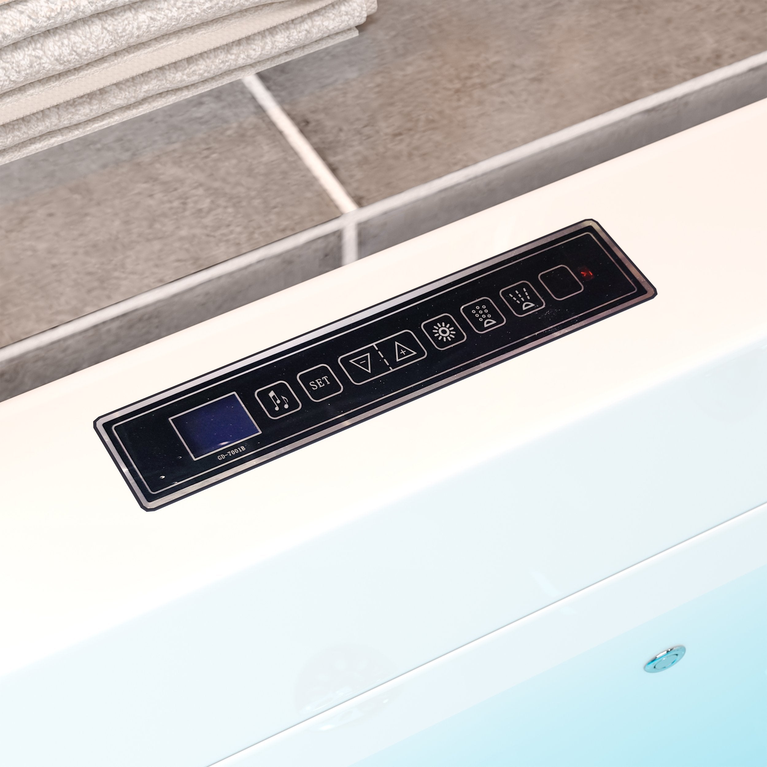 HMR - 70.8" Modern Rectangular Acrylic Massage Bathtub with Thermostat Control