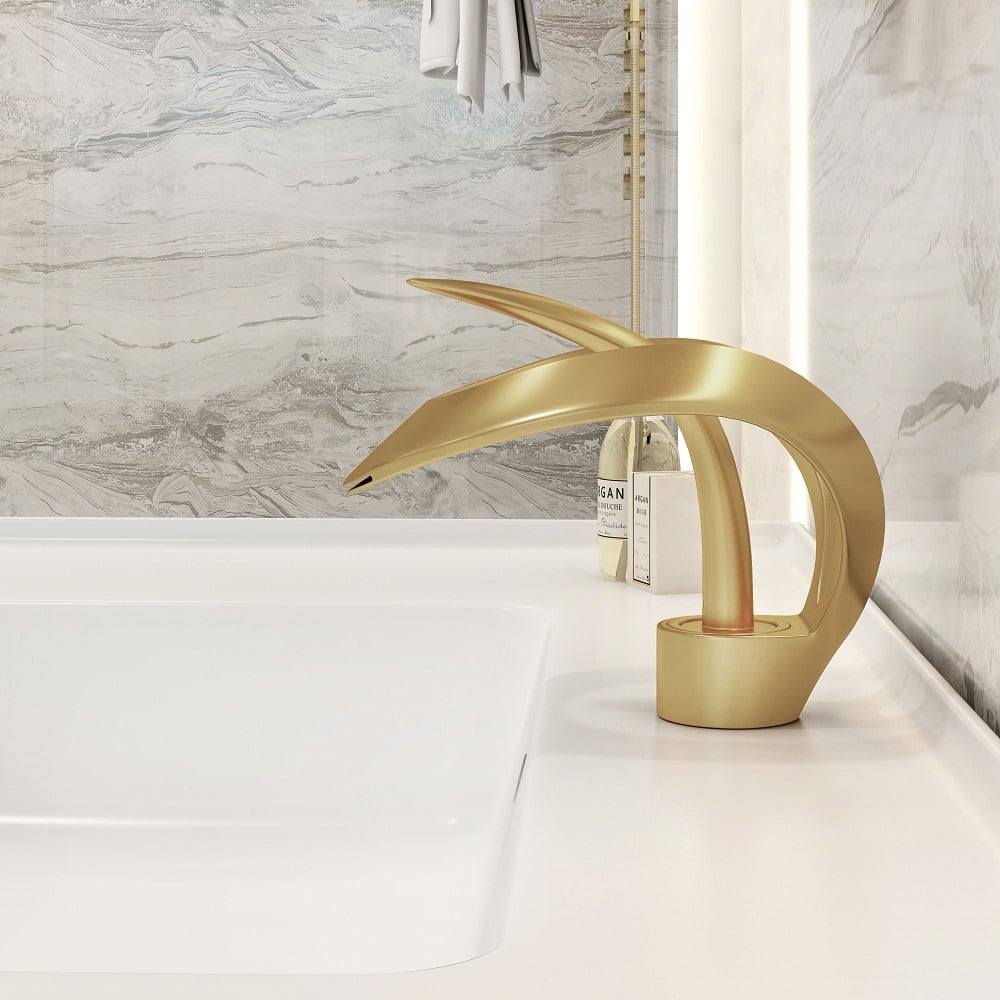 HMR - Waterfall Bathroom Sink Faucet Single Handle Solid Brass
