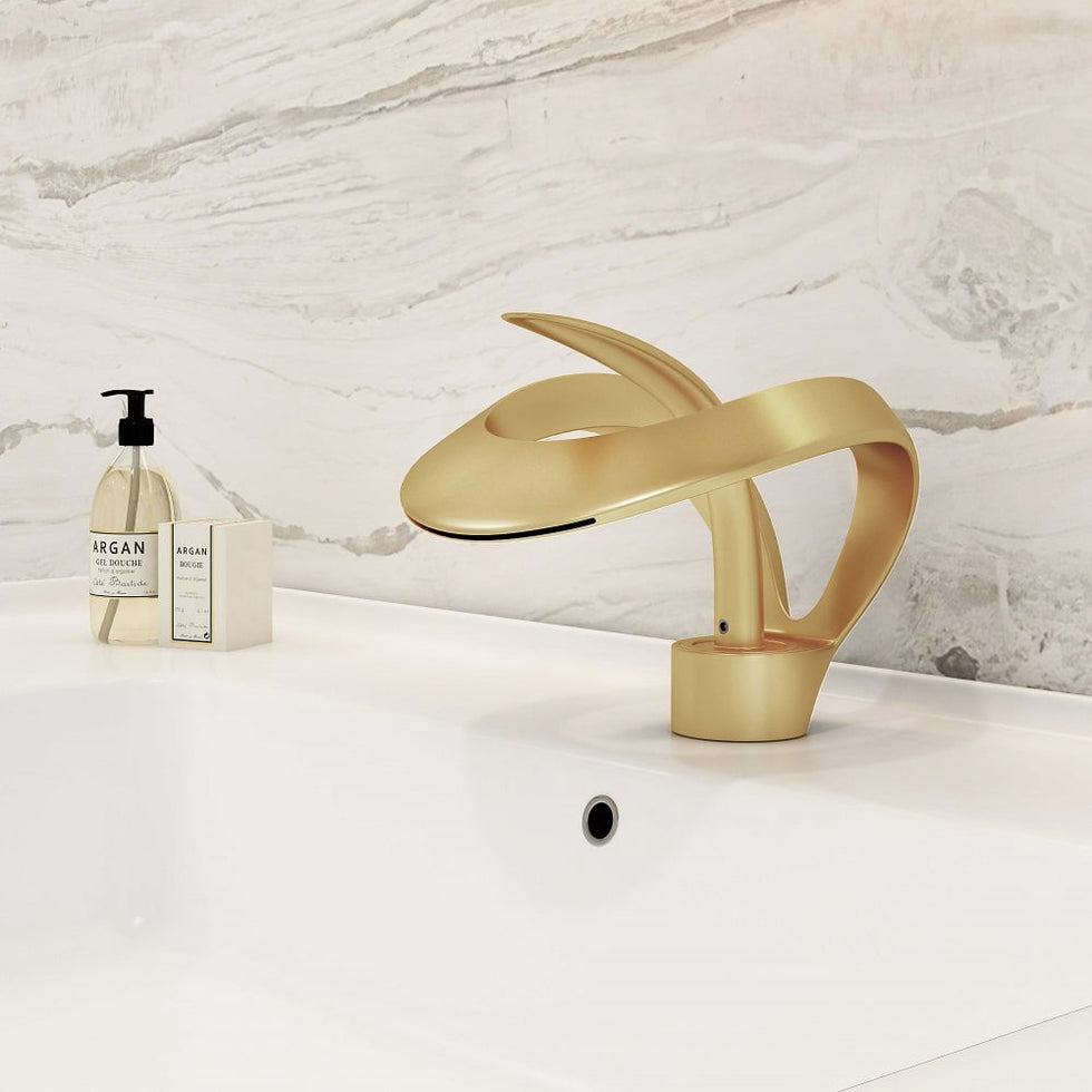 HMR - Waterfall Bathroom Sink Faucet Single Handle Solid Brass