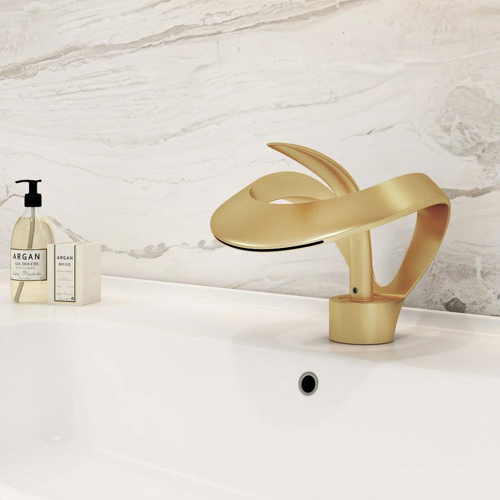 HMR - Waterfall Bathroom Sink Faucet Single Handle Solid Brass