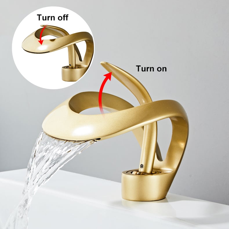 HMR - Waterfall Bathroom Sink Faucet Single Handle Solid Brass