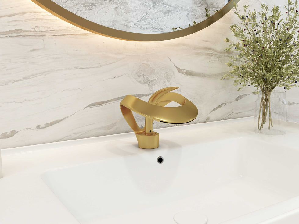 HMR - Waterfall Bathroom Sink Faucet Single Handle Solid Brass