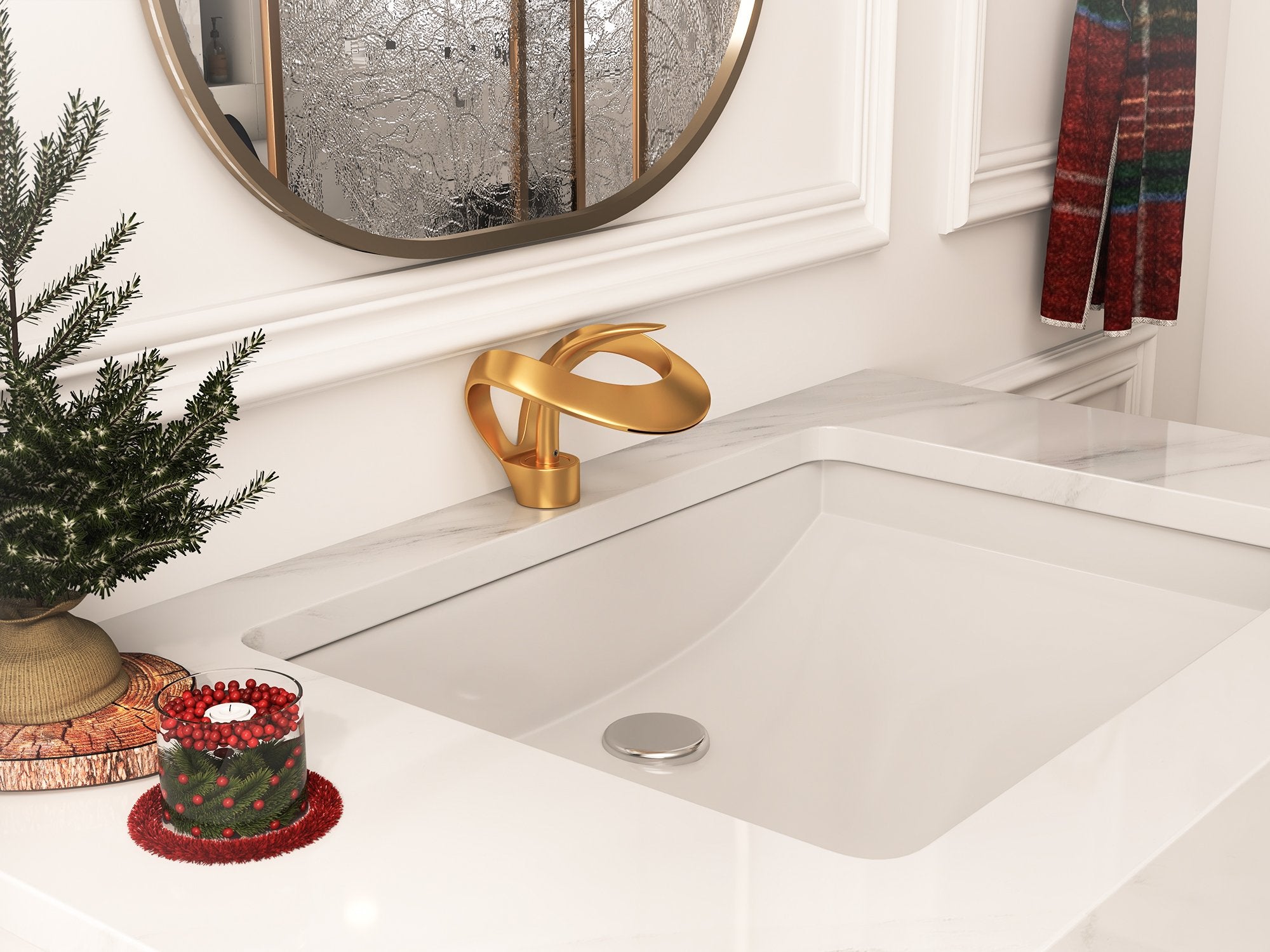 HMR - Waterfall Bathroom Sink Faucet Single Handle Solid Brass